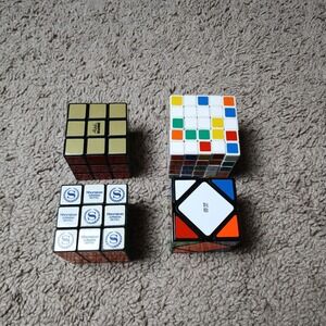 Mixed Lot Of 4 Rubik's Cube Square 5x5 3x3 Puzzle Cubes -SEE PICS READ -ZC
